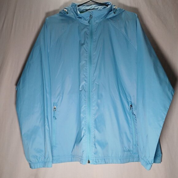 LL Bean Womens Waterproof Full-Zip Hooded Lightweight Jacket Size XL Adjustable - Picture 8 of 8